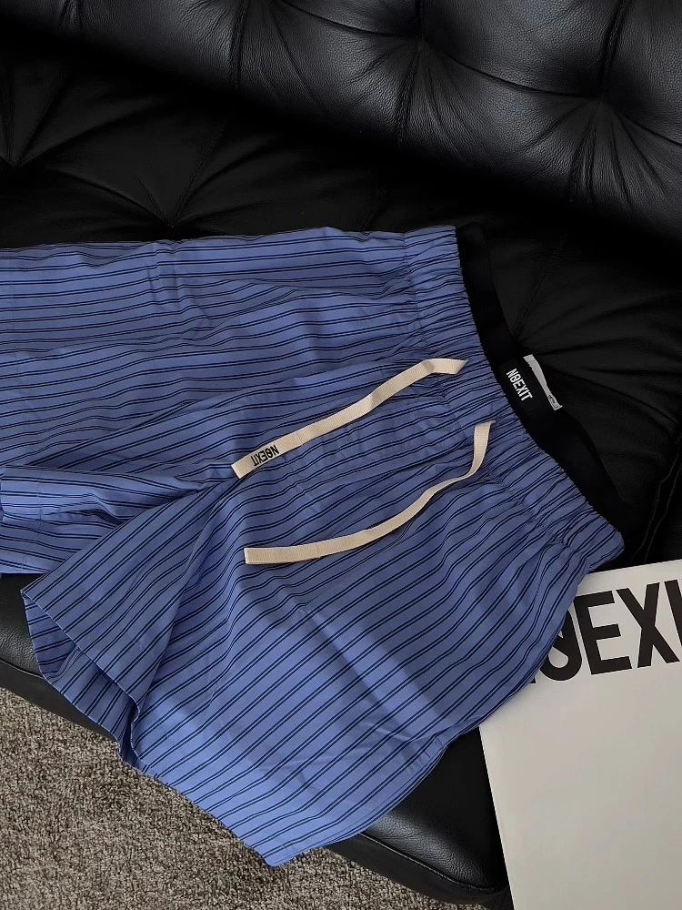 【DMXJ大梦想家】韩系慵懒风条纹睡裤女款夏季短裤裤舒适家居遛弯裤