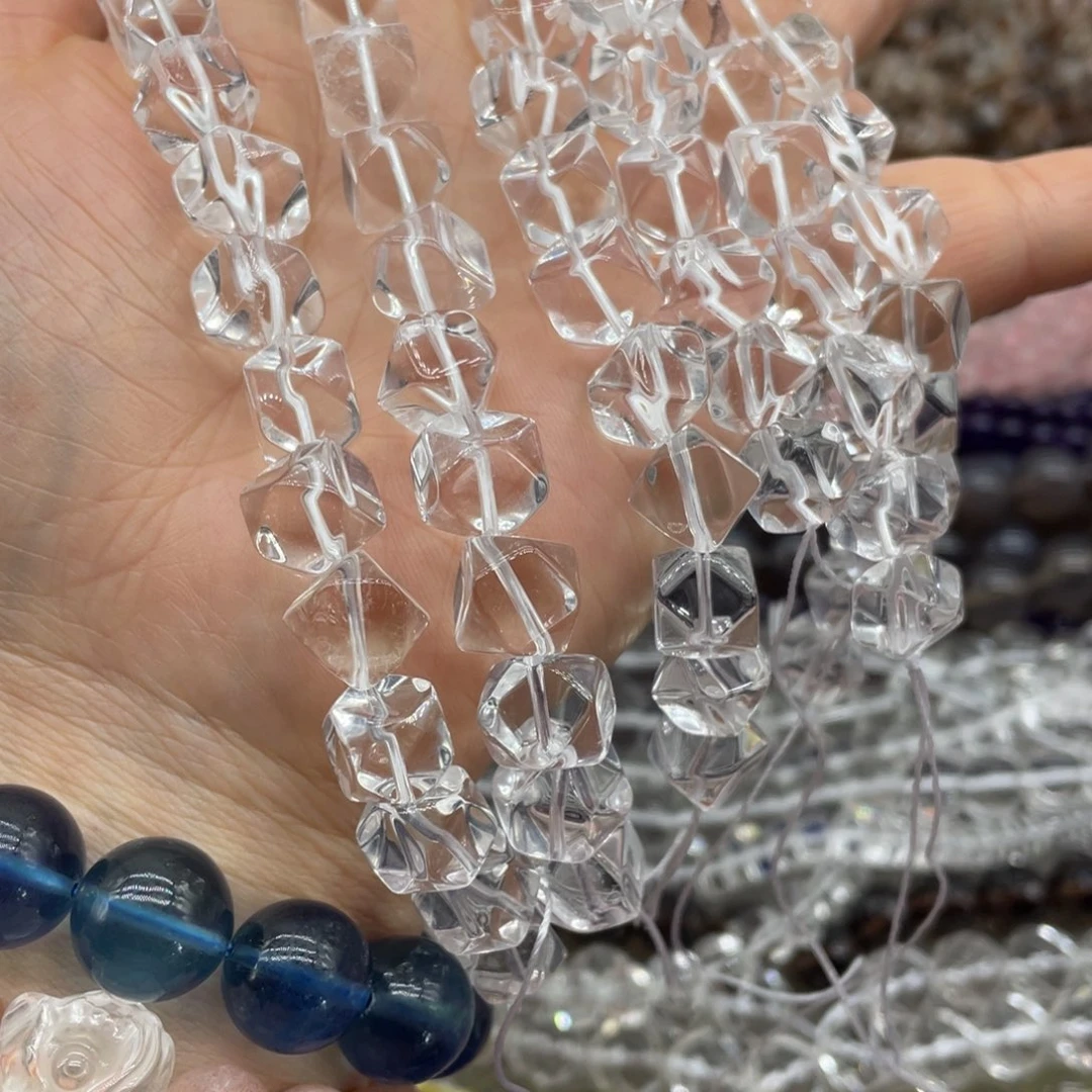 玛瑙/玉髓珠宝半成品未镶嵌白水晶随行10-11mm一条