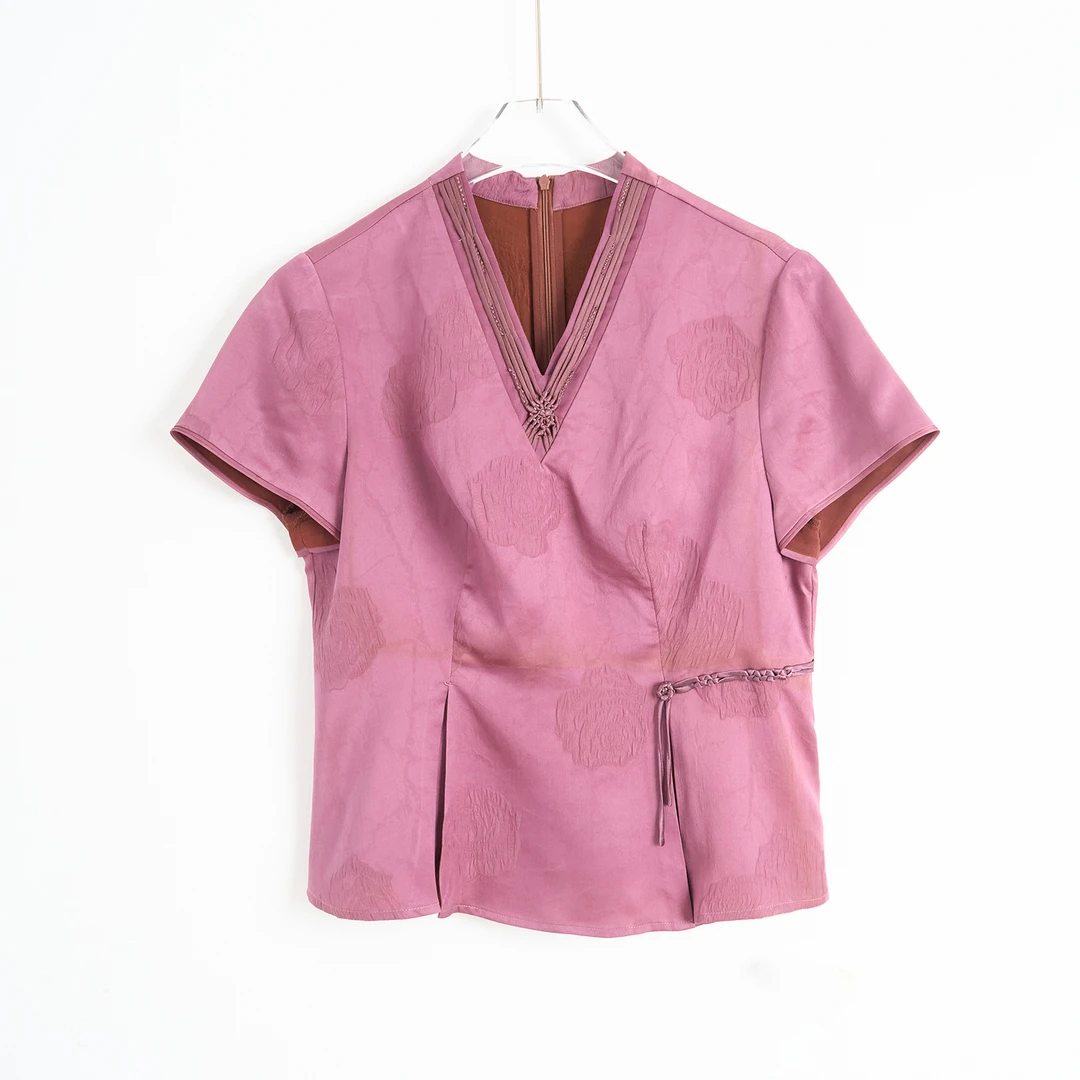 真帛 100桑蚕丝 新中式国风 气质 高级感 香云纱上衣短袖 8395