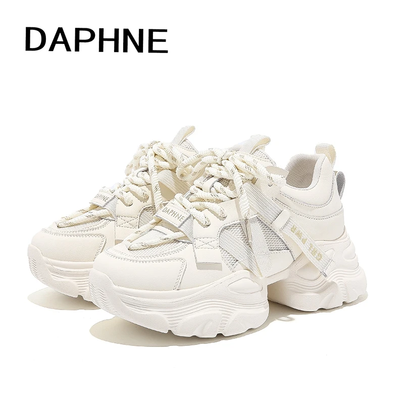 Daphne/达芙妮2026春季女鞋时尚百搭厚底增高老爹鞋女休闲小白鞋