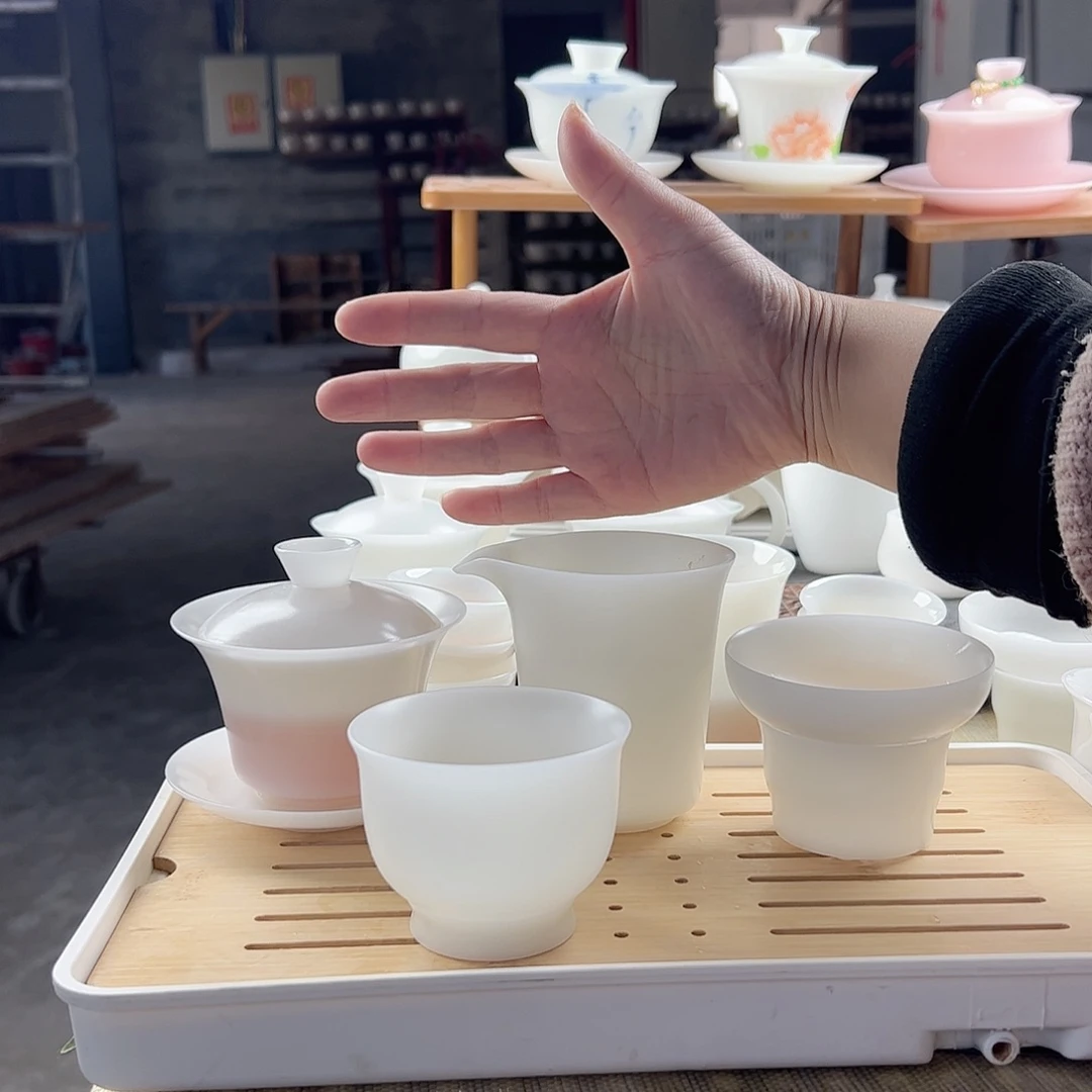 雨***人素烧璞玉马蹄盖碗满容160ml+茶海+过滤组+2个120ml压手杯