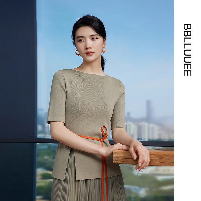 【晨粉专享价】【商场同款】BBLLUUEE粉蓝衣橱2025夏新款绵柔夏爽丝肌