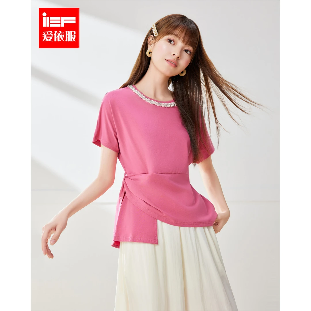 IEF/爱依服2025夏季新款通勤宽松显瘦时尚精致感女人味流行女T恤