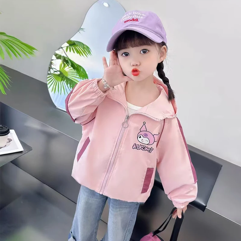 2025女宝宝春秋新款洋气百搭卡通中小童春款连帽宽松外套