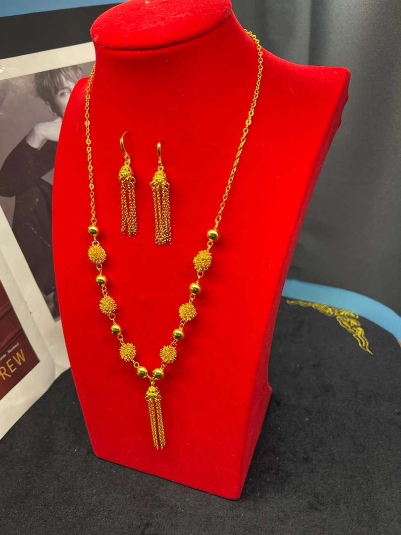 铜合金项链 铜合金项链 二 件套项链dilzok 新款金色时尚手工