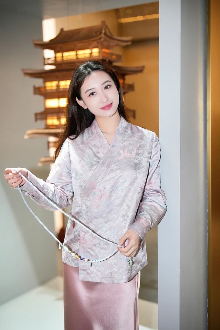 蓝大【素锦】桑蚕丝新中式长袖上衣7500