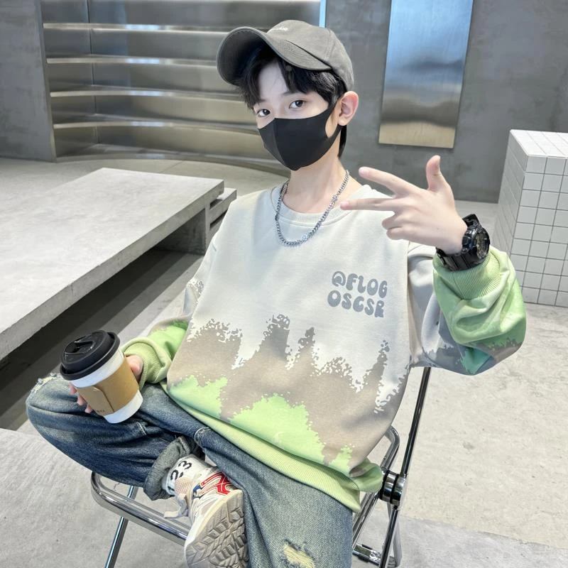 儿童装男童卫衣春秋款2024新款男孩秋季长袖打底衫中大童洋气潮酷