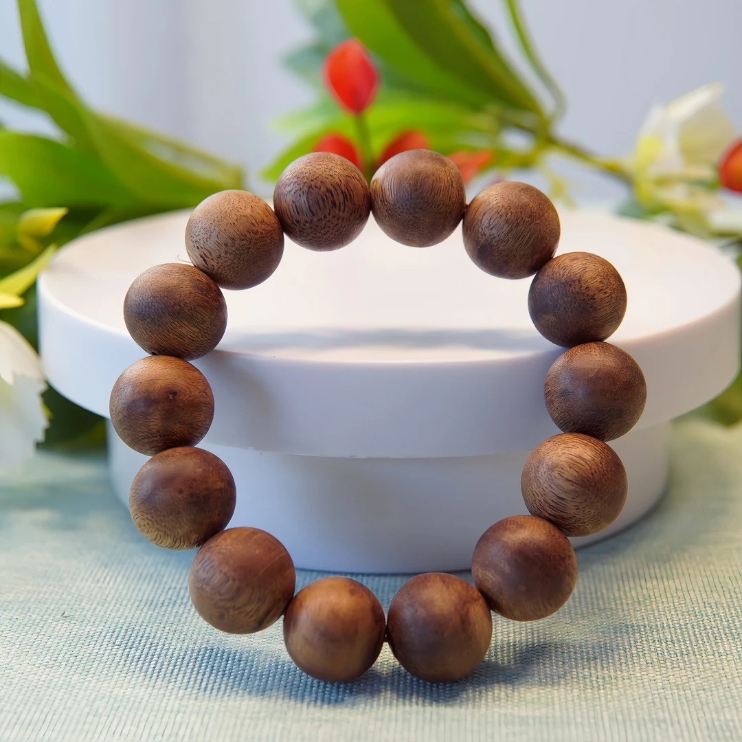 【大尺寸高油】绿奇楠圆珠沉香手串14mm观珠产区天然种植16年树心油