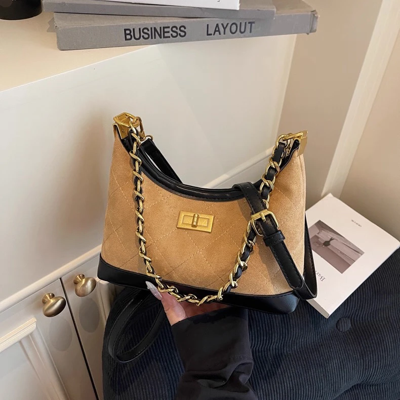 小香风腋下包女2025新款潮早秋时尚菱格链条包百搭单肩斜挎包潮