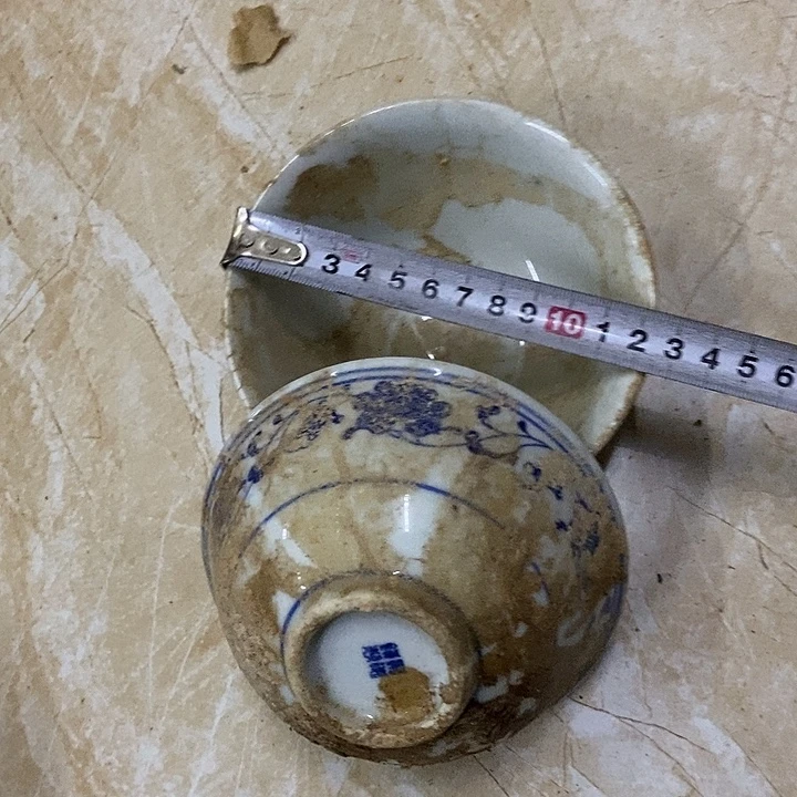摆件2个12.5厘米芙蓉花碗