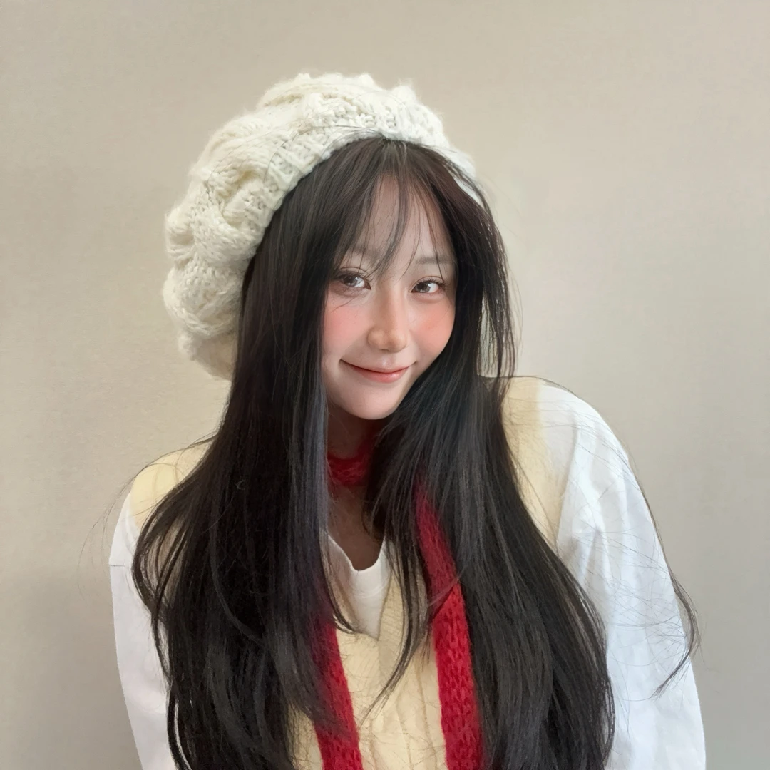 春花巧手手纯手工编织女秋冬休闲日系保暖甜美包头帽百搭显脸小
