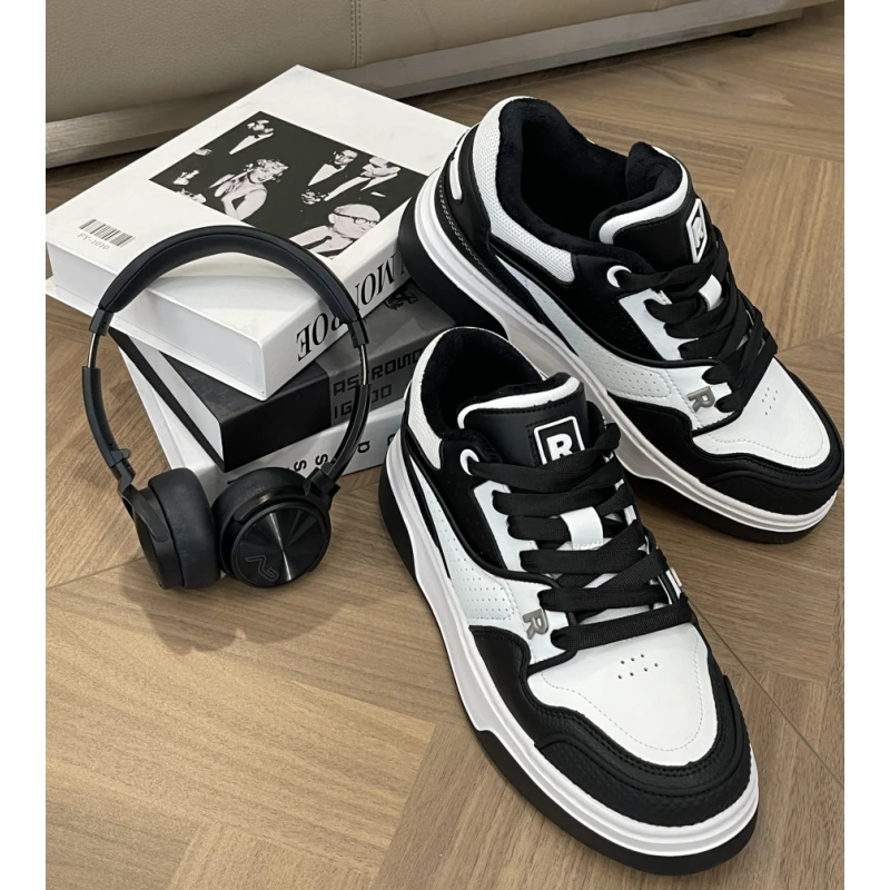 【欧】加绒/薄款时尚百搭撞色拼接潮鞋厚底亲子板鞋杰克睿睿