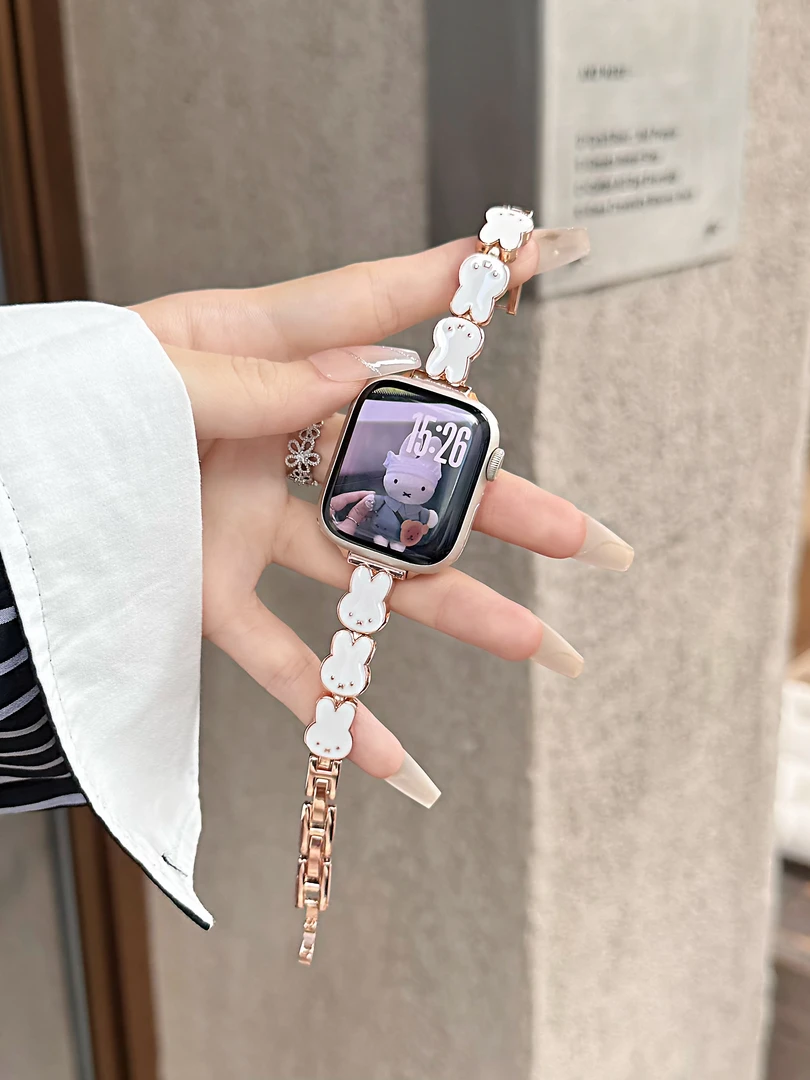 适用iwatchS11098米菲兔金属小米手环9表带小米10pro华为vivo表带