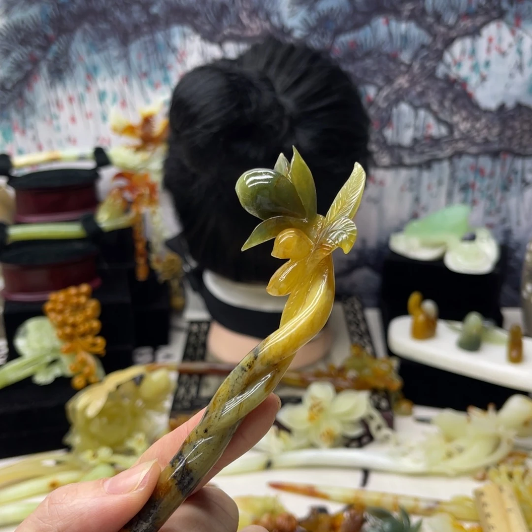 【闪购商品】蛇纹石玉发饰合金解*环