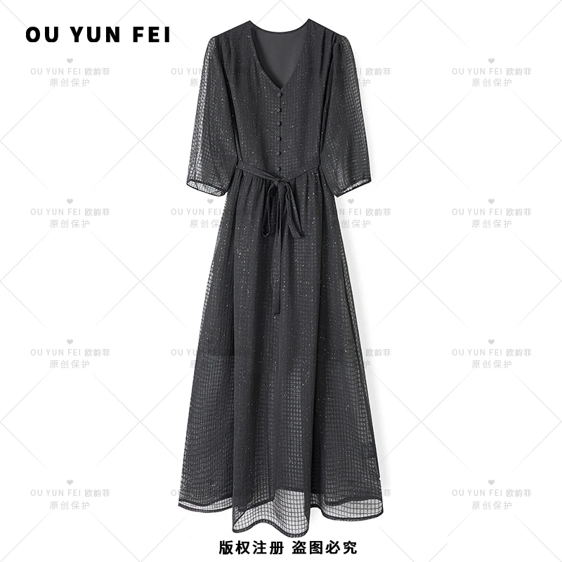 高级感连衣裙女新款气质显瘦穿搭时尚洋气印花长裙AA1022