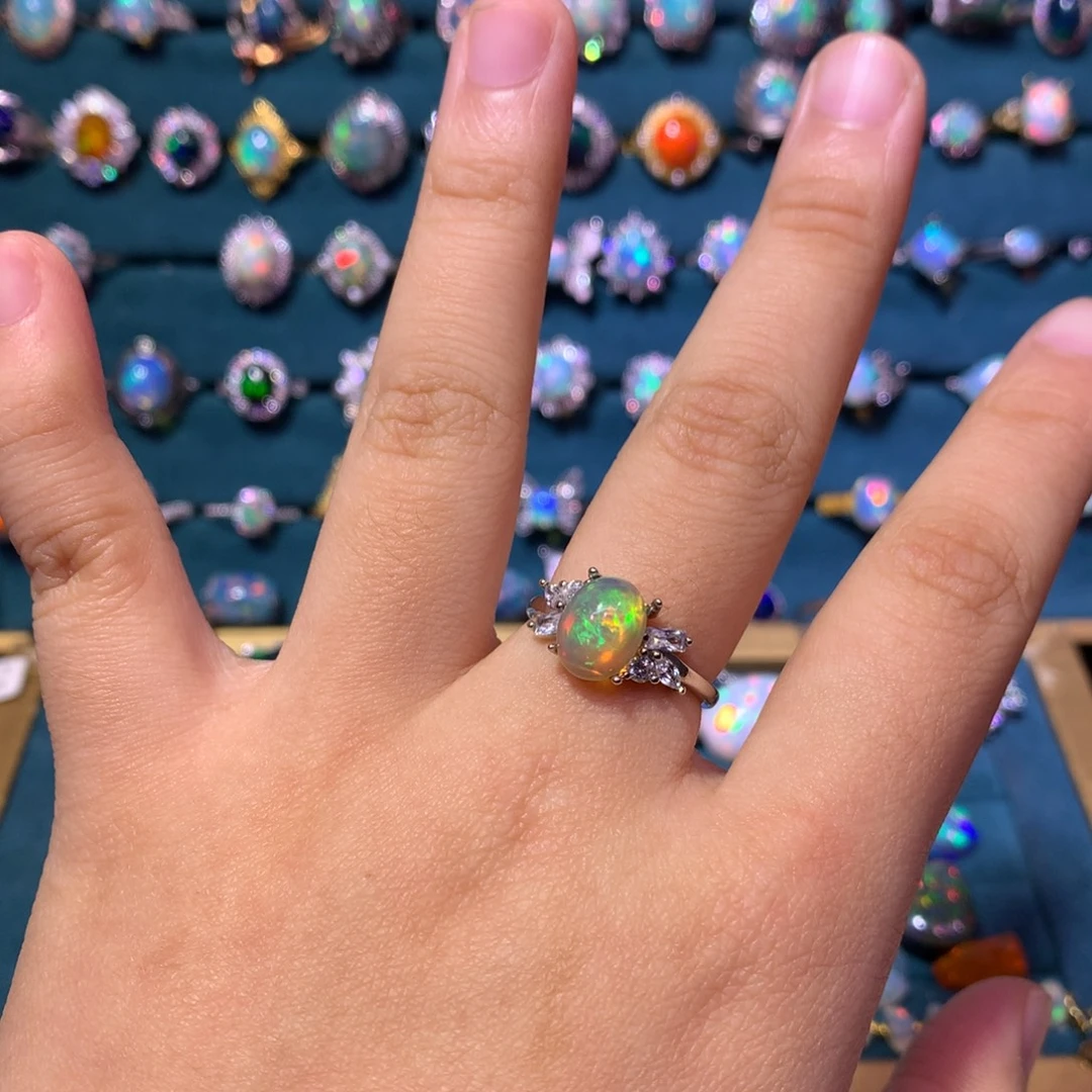 咕***游欧泊银S925镶嵌戒指