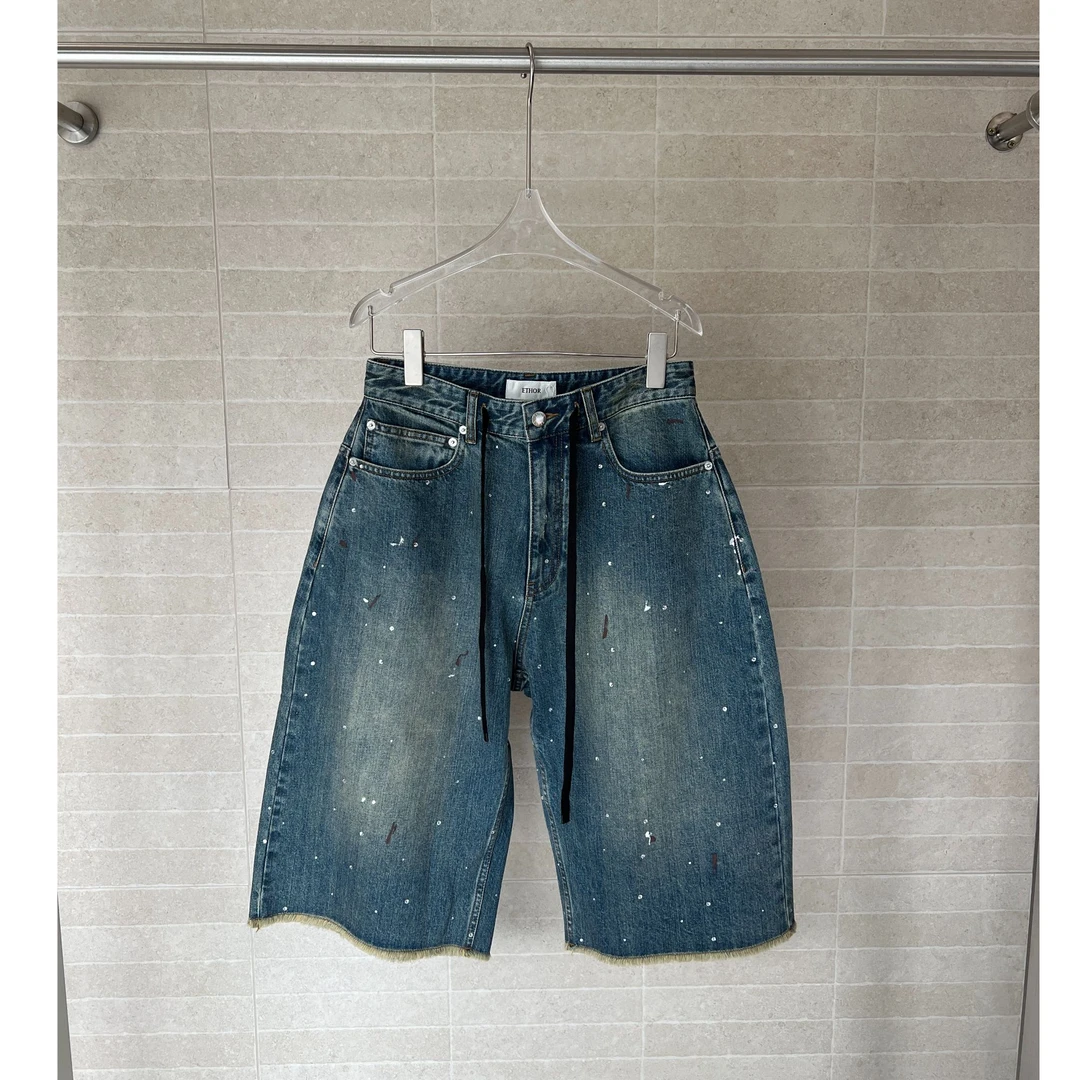 ETHOR 烫钻做旧牛仔短裤25年秋冬ERFW25-070S——2480