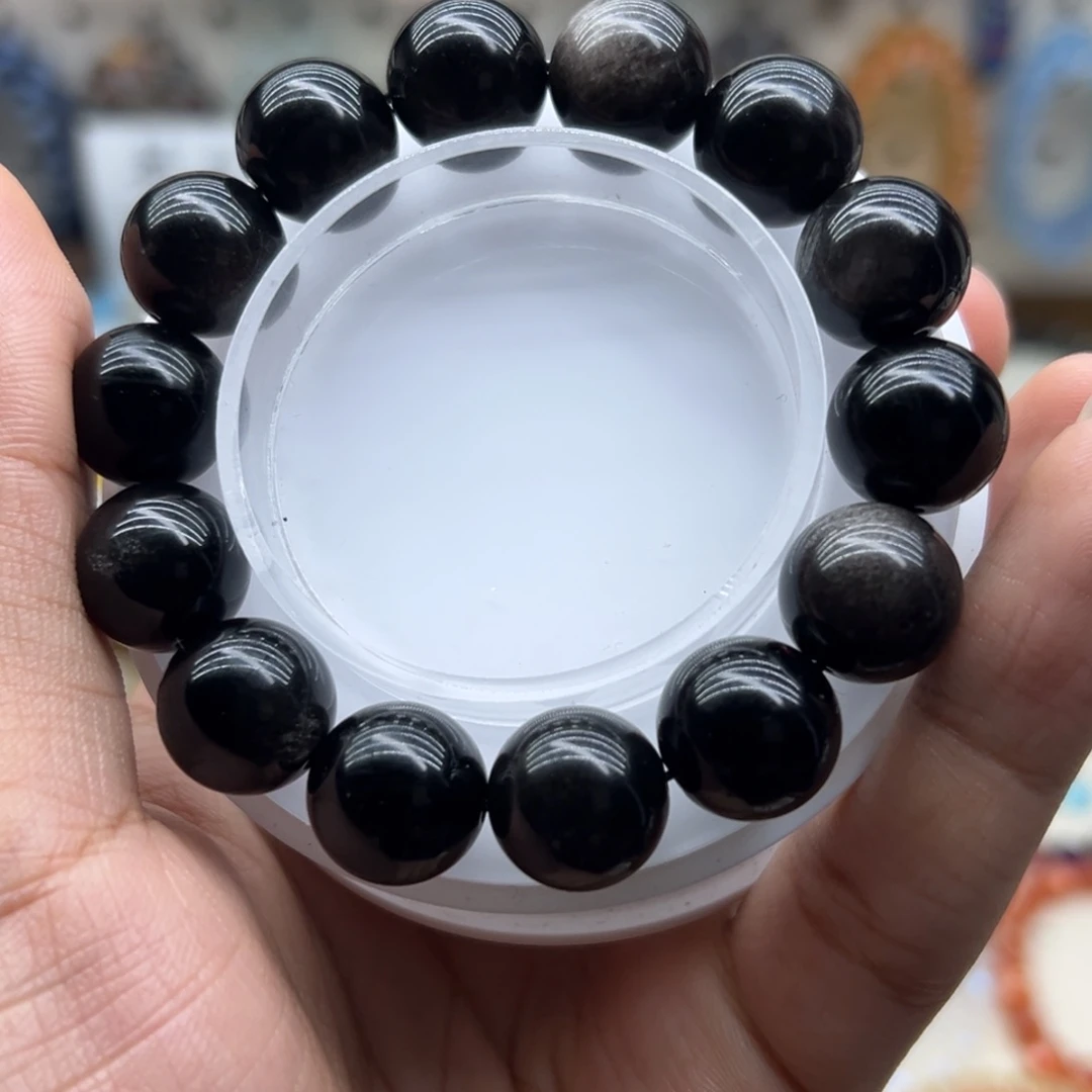 手链未镶嵌水晶14.5咪银曜石