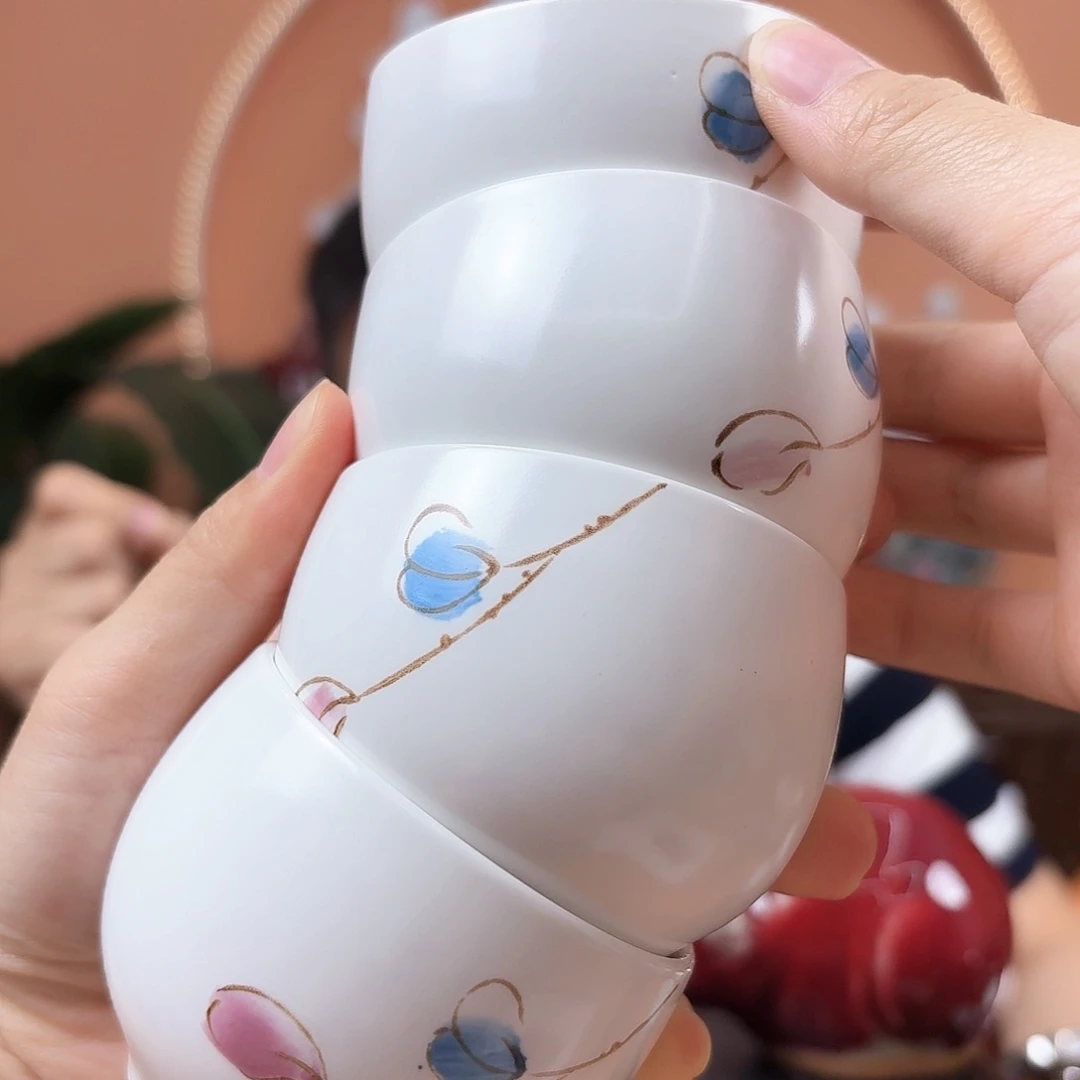 景德镇陶瓷手工杯子四只