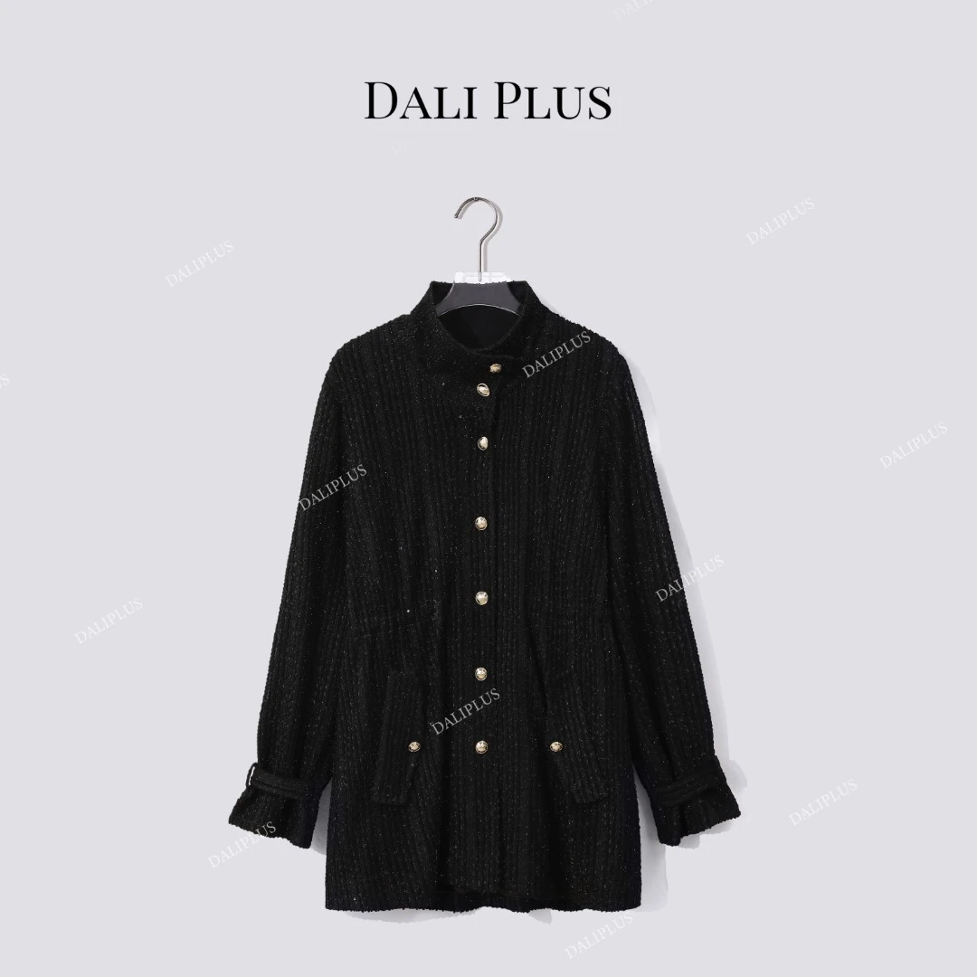 DALI PLUS"特种纱香风风衣"闪闪系列 中长款收腰外套-D5LT2339
