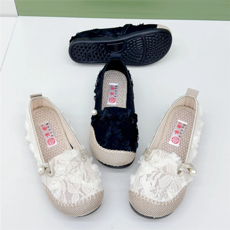 2025年新品老北京布鞋镂空平底女鞋妈妈鞋透气一脚蹬懒人鞋网面