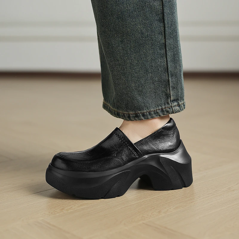 2025秋冬新款深口单鞋女厚底时尚复古百搭气质高跟英伦风乐福鞋女