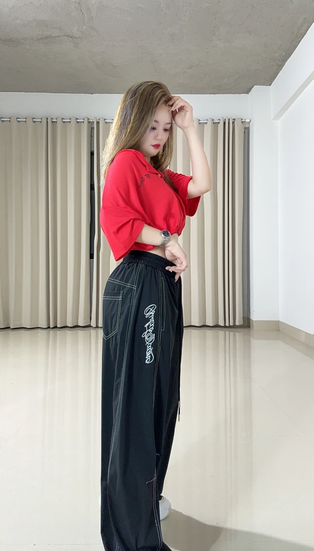 2553夏季休闲风薄款伞兵裤休闲裤阔腿裤短款长裤直筒