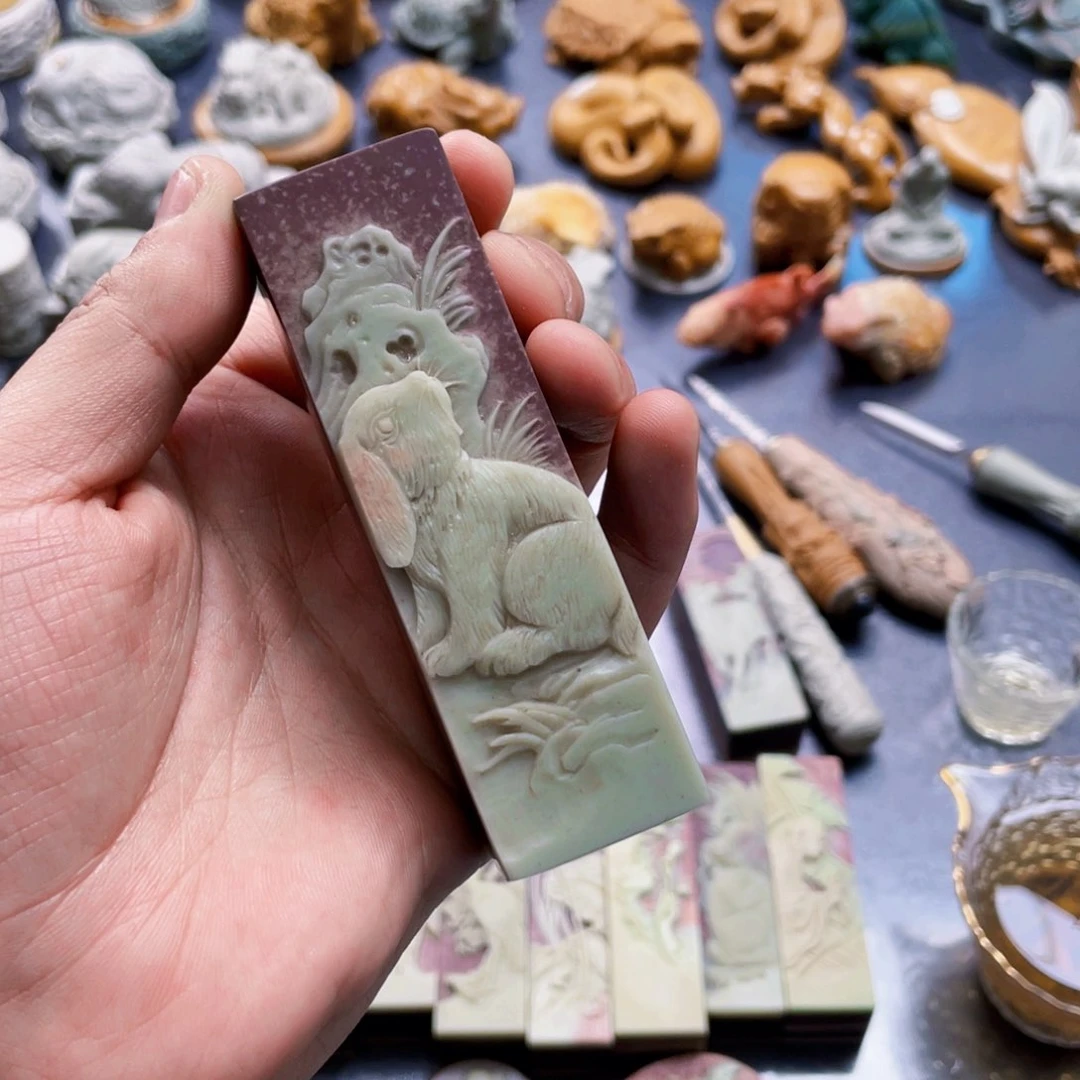 紫袍玉印章手工雕刻