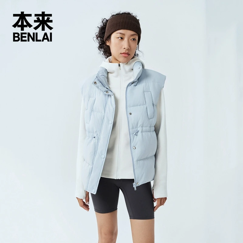 本来BENLAI女士立领羽绒马甲秋冬简约羽绒服测评真实-BNA140010