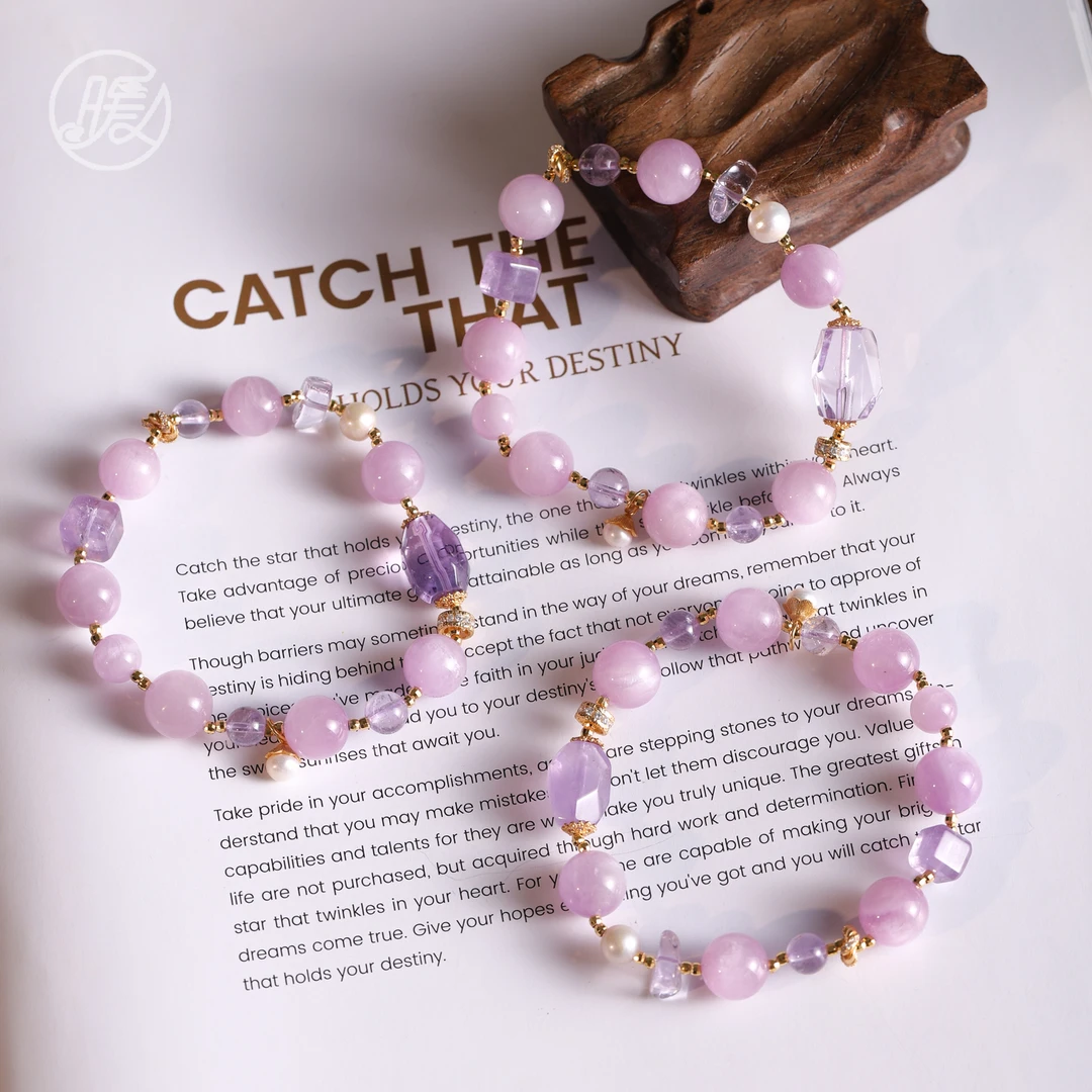 单圈紫锂辉手串10mm搭配方糖手链F5223多样性发一