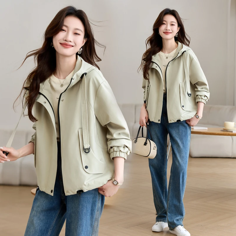 2025新款春秋休闲连帽宽松韩版百搭洋气小个子时尚女士短款外套