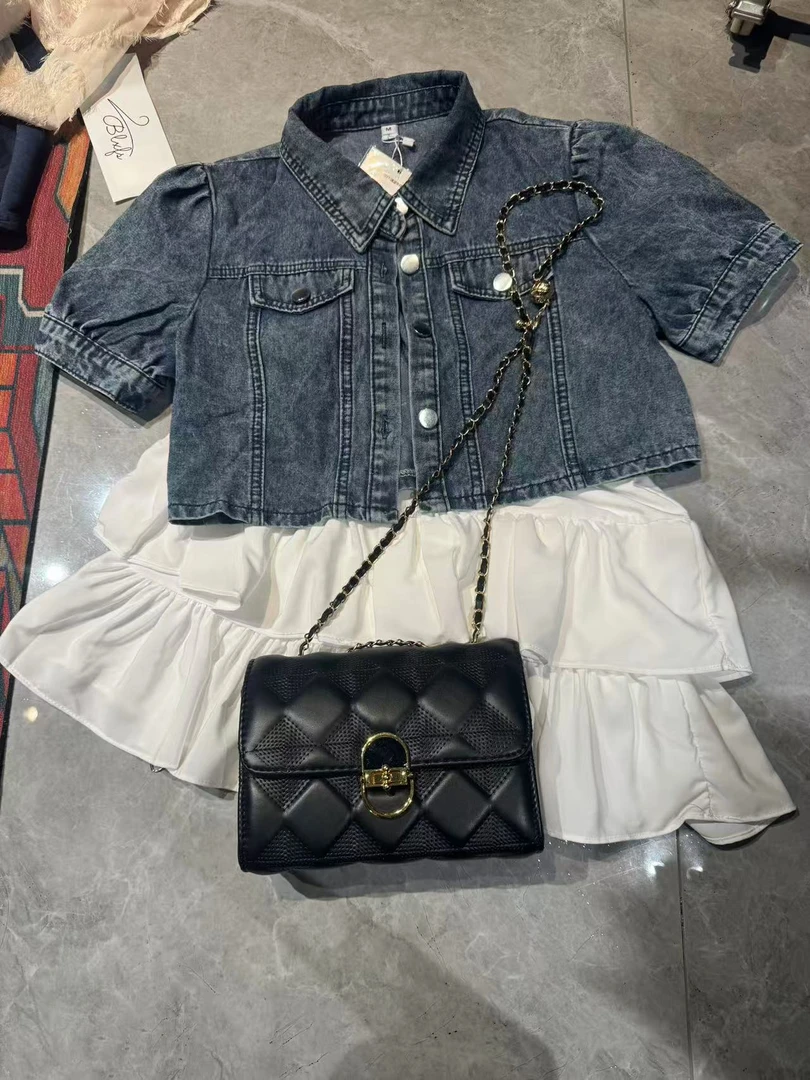 9227复古短袖牛仔外套女装夏季胖mm显瘦时尚高级外搭短款开衫上衣