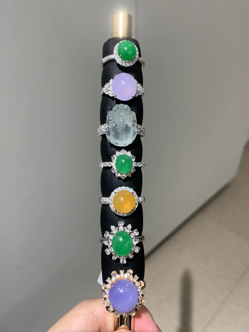 【小袁臻选】翡翠戒指棒棒糖-多样性发一件-18K金镶嵌-BA16|CXQ21