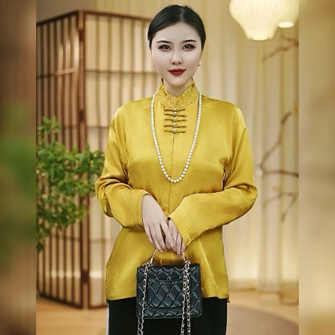 【浮光跃金】满分桑蚕丝提花上衣DX25AS002