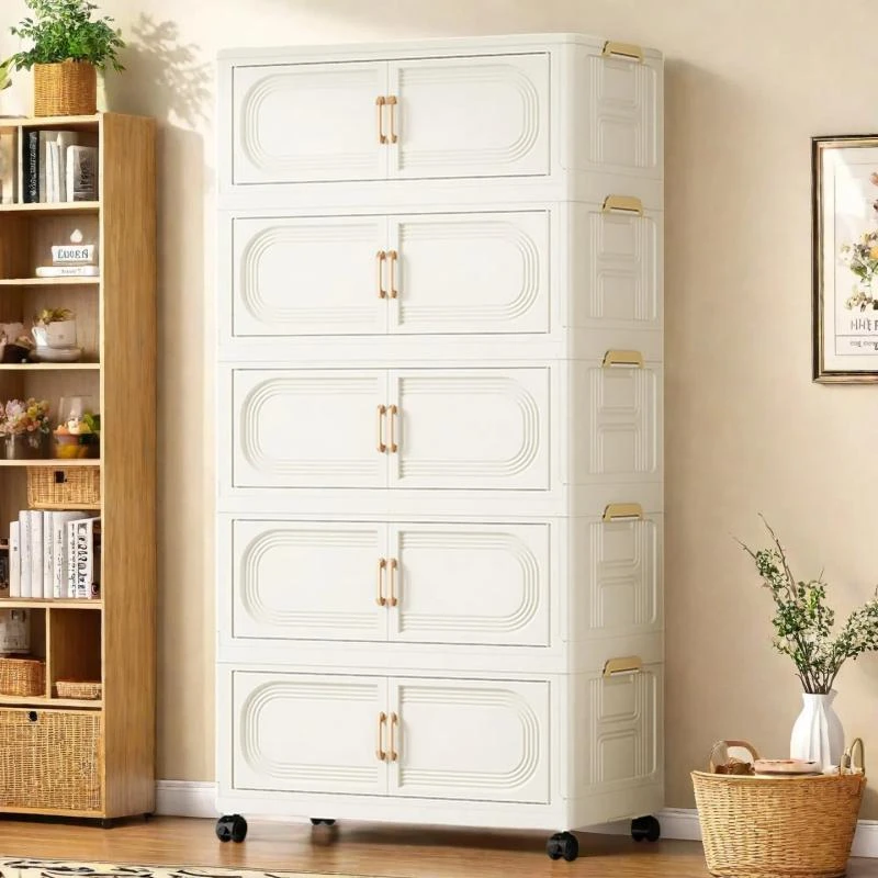 85cm宽免安装折叠收纳柜家用多层柜塑料置物柜玩具宝宝衣服收纳柜