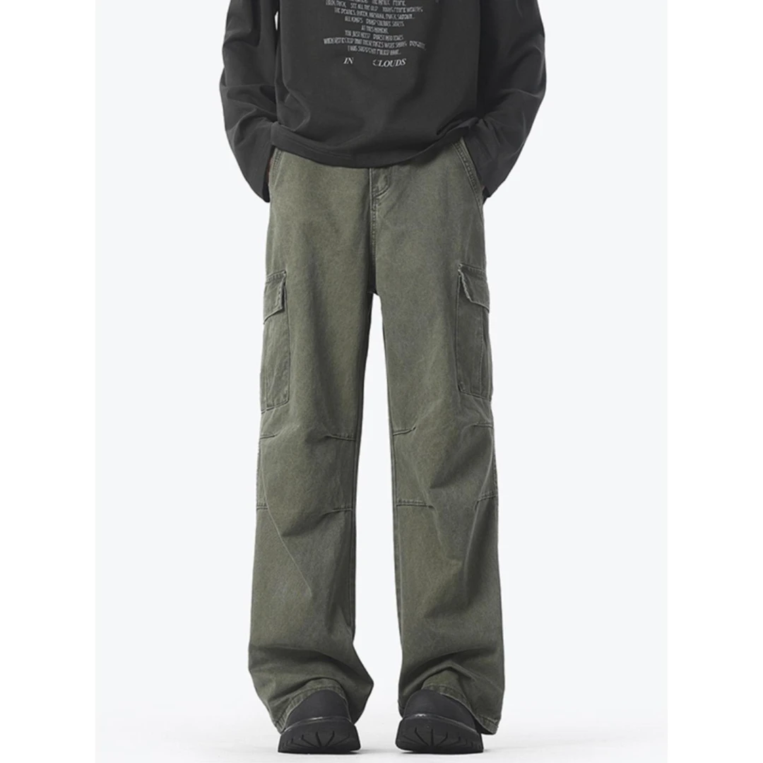 机能工装休闲裤男款男生潮牌宽松直筒复古阔腿裤高街休闲裤子