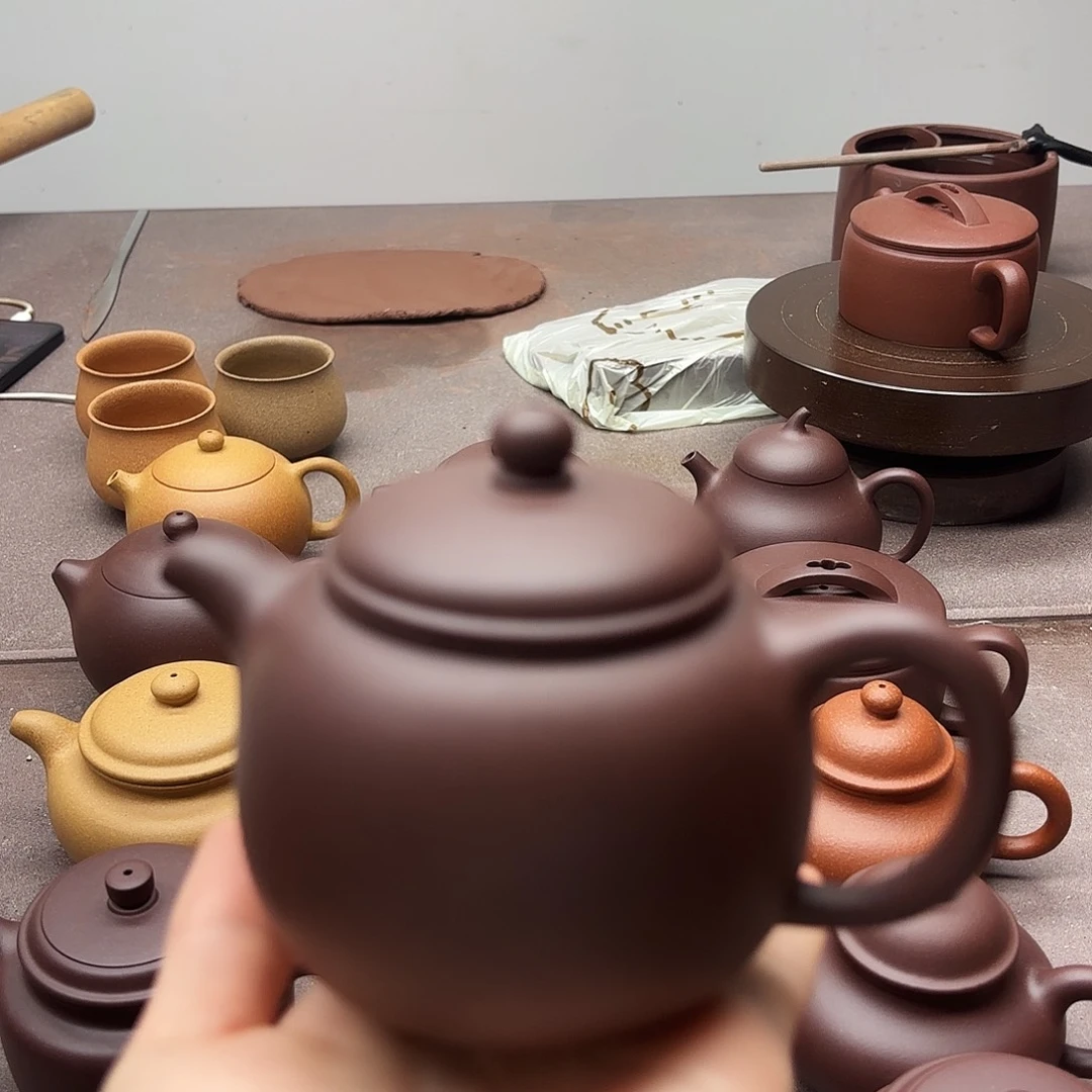 茶壶紫砂紫砂壶紫泥匏尊200cc微瑕