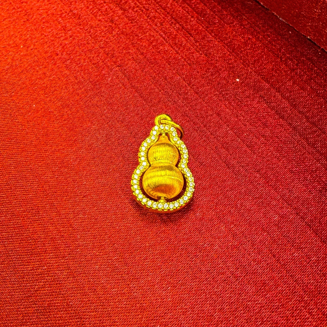 足金999【镶嵌拉丝葫芦】经典百搭黄金招财纳福精美送礼简约金吊坠