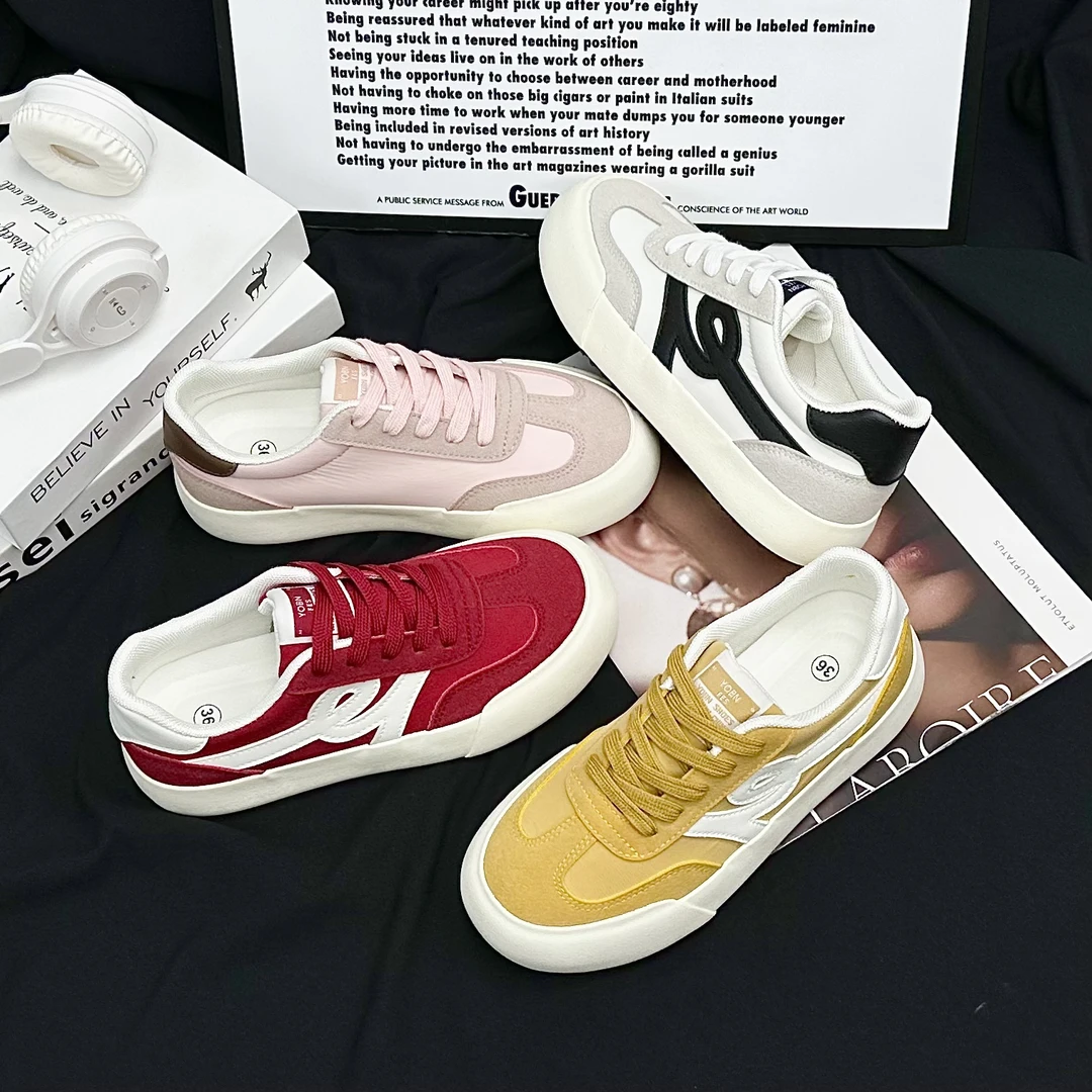 【Sai】2025夏季透气学生系带厚底板鞋新款小众休闲鞋百搭设计感