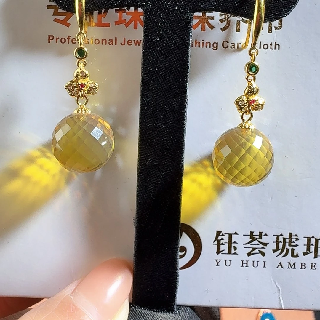 琥珀银S925镶嵌耳饰墨西哥