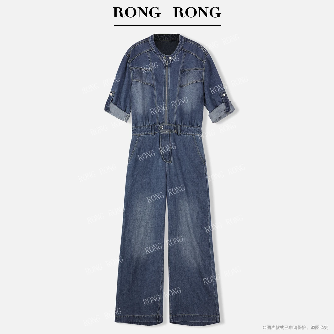 溶溶【诗夏长歌】RONGRONG 100莱赛尔高级感收腰牛仔连体裤L25X080L
