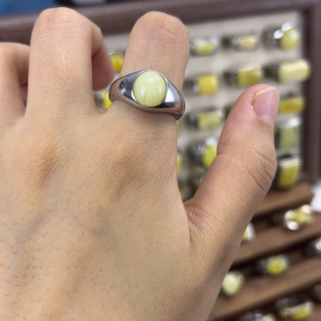 深***人琥珀银S925镶嵌戒指琥珀蜜蜡镶嵌戒指