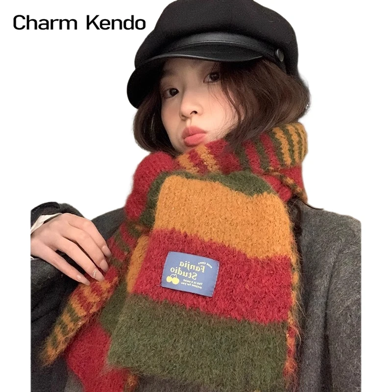 Charm Kendo围巾女冬季2025新款高级氛围红色围脖女生日新年披肩