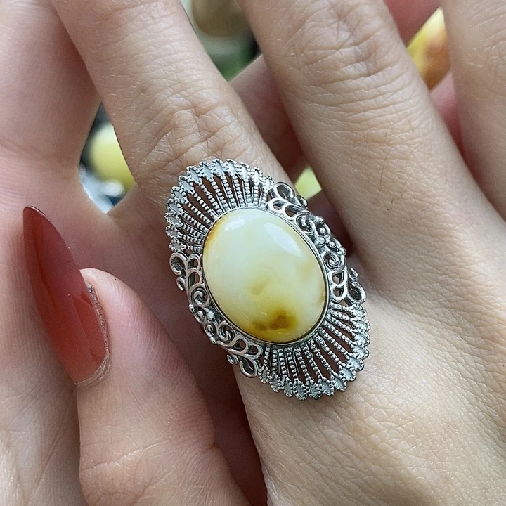 琥珀戒指未镶嵌戒指