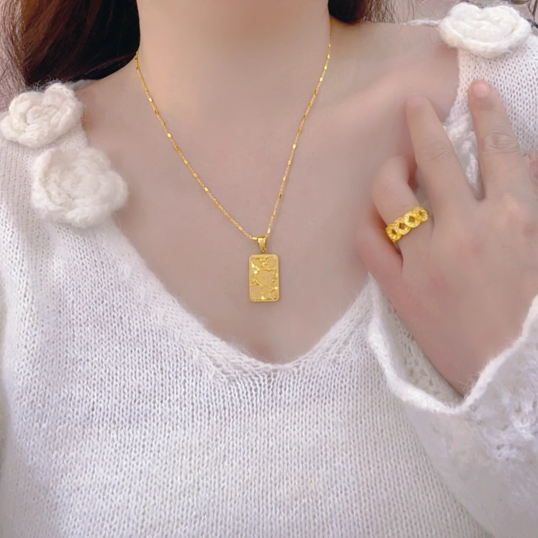 碎冰冰吉言招米猫方牌项链 M扣