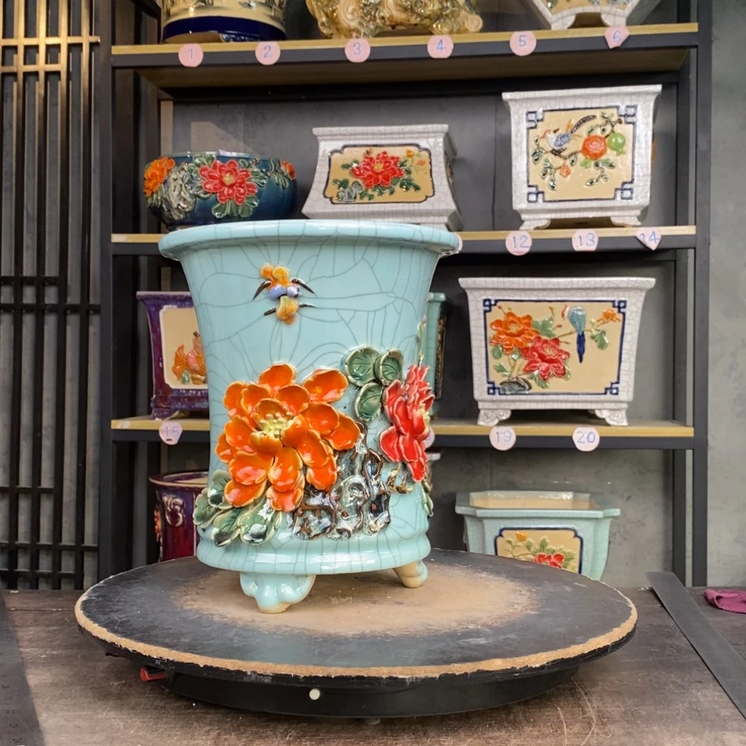 红陶坏*33豆青贴花