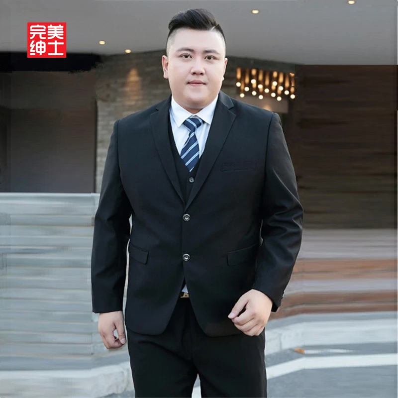 夏季薄款商务加肥大码男士套装休闲职业胖子商务加肥大码男士套装