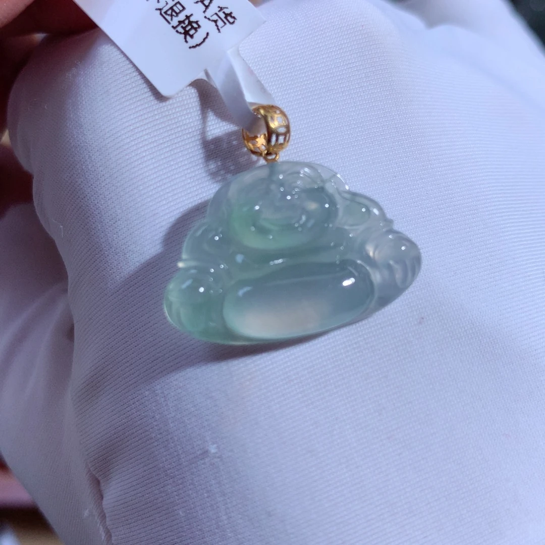 翡翠颈饰18K金镶嵌小佛公