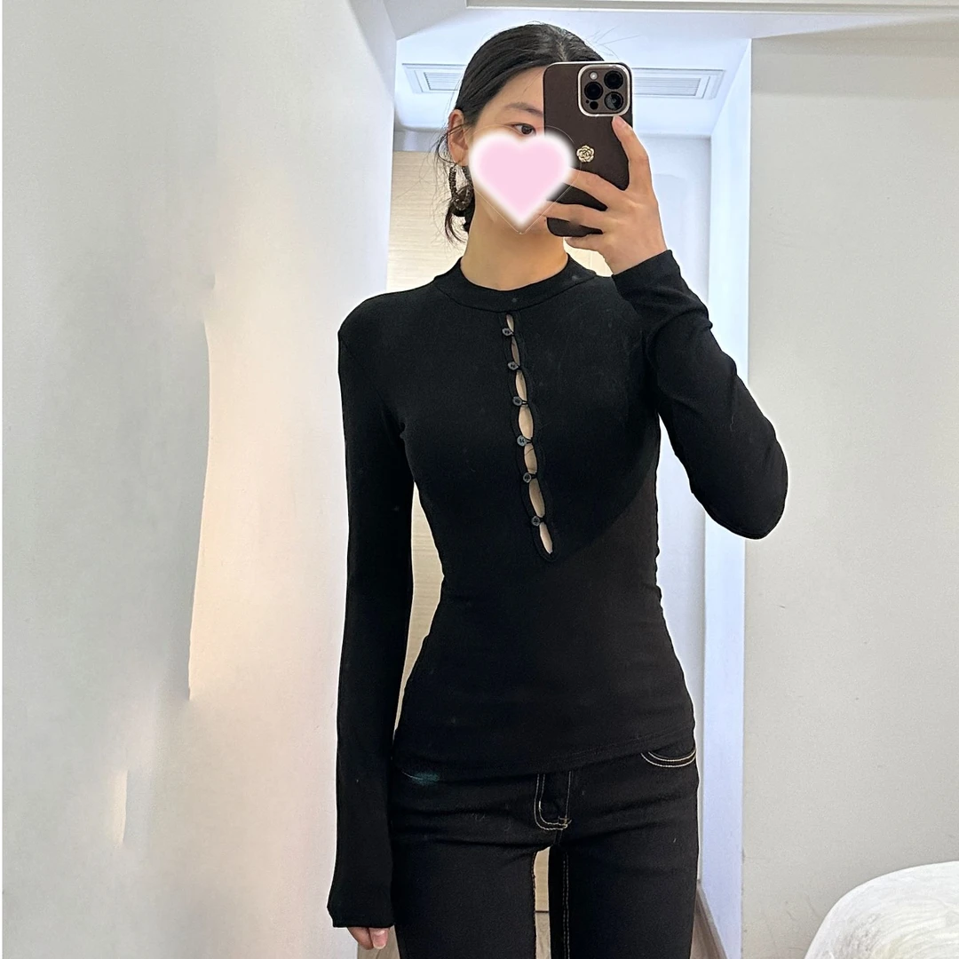 前排扣打底上衣女性感上衣