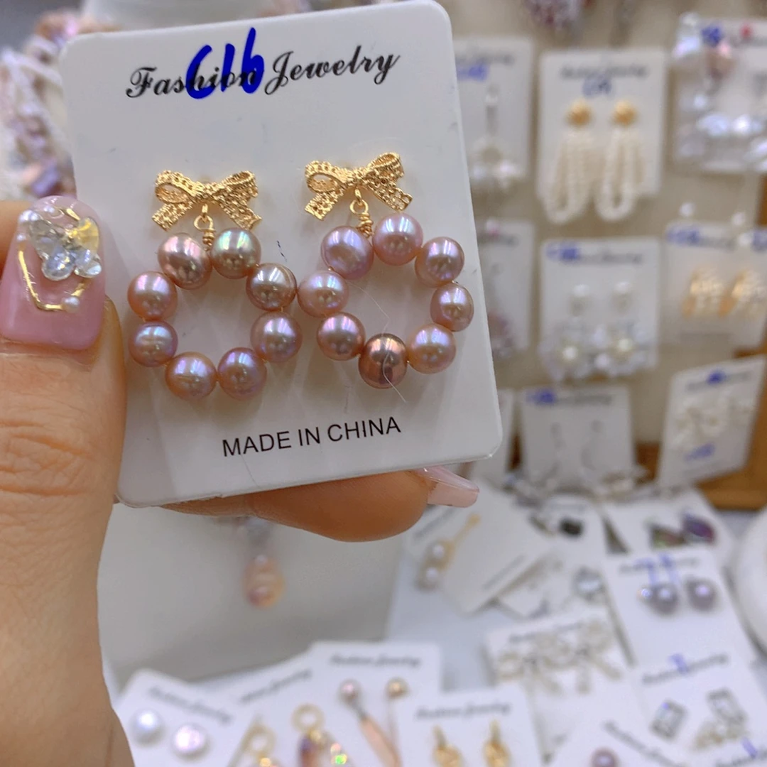 淡水珍珠耳饰银S925镶嵌